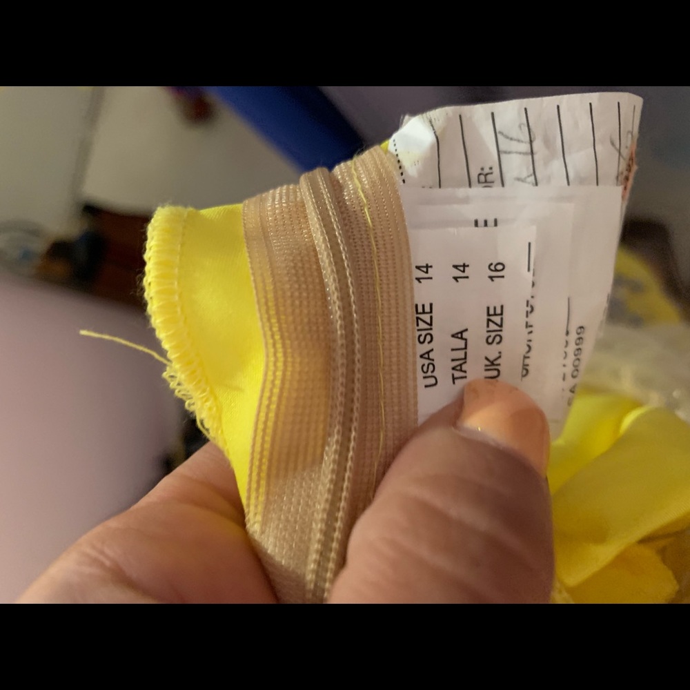 New with tags! Yellow one shoulder sequin dress🌼 - Picture 6 of 8